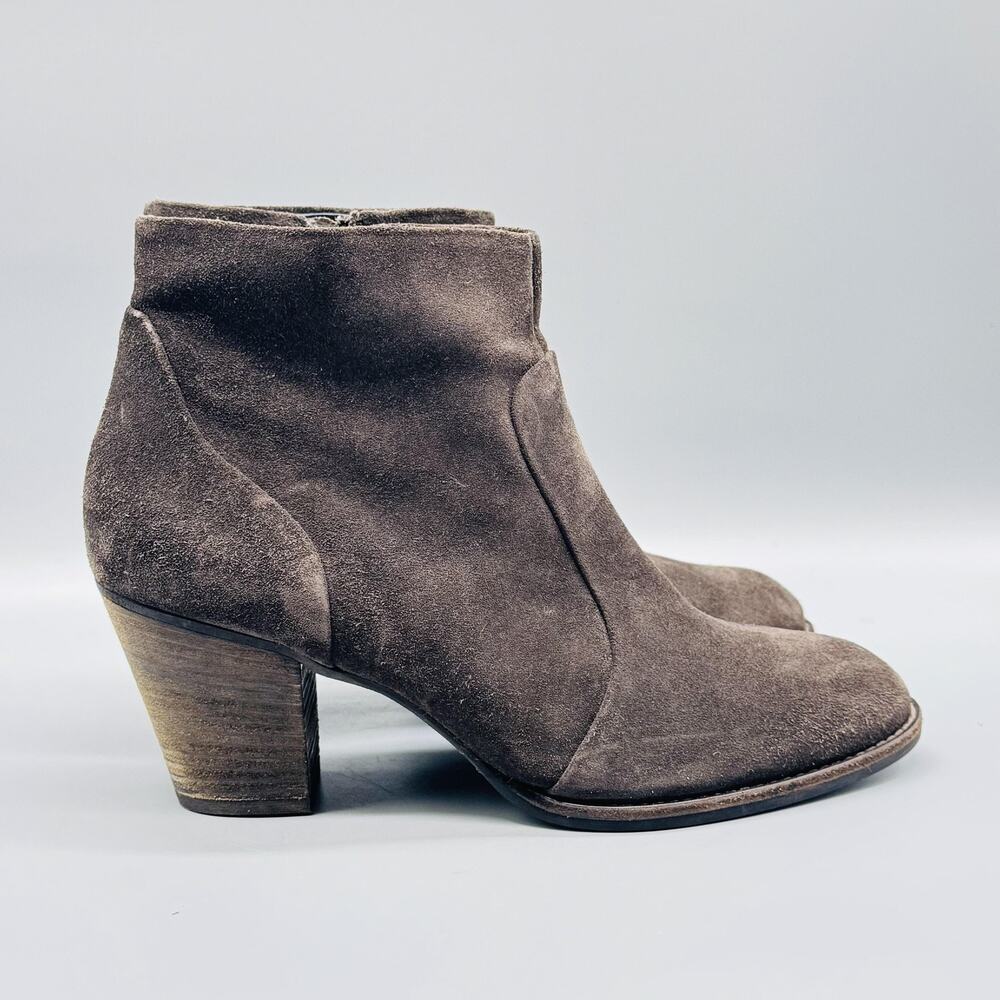 Paul Green Boots Womens 10 Brown Suede Heeled Ankle Booties Side Zip Comfort